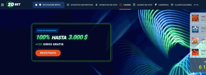 20Bet casino México: bono de bienvenida 100% hasta $3.000 MXN más 120 giros gratis