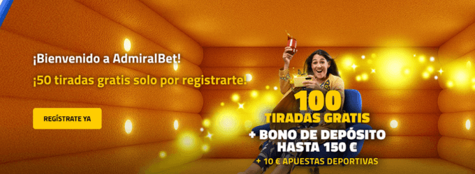 Imagen de AdmiralBet casino 100 giros gratis sin depósito España