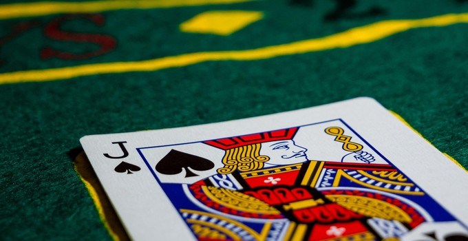 Playing card on a Casino Hold'em table
