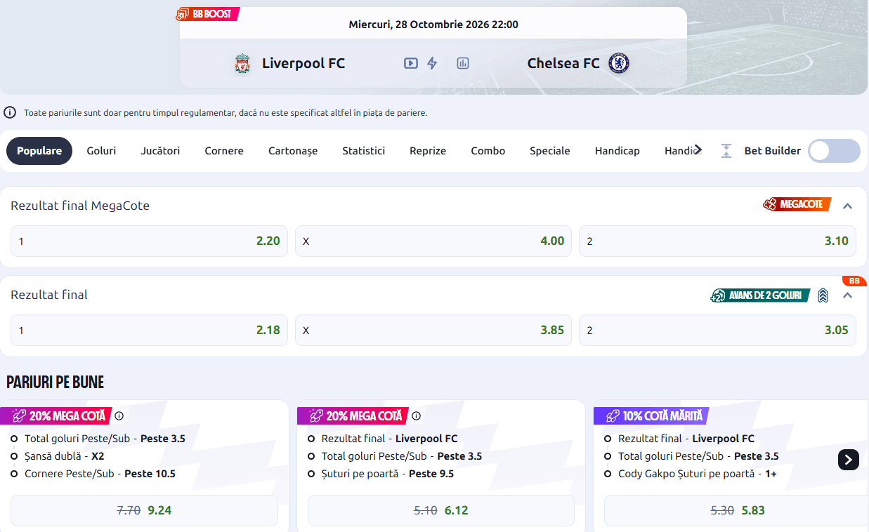 cote pariuri Liverpool Chelsea