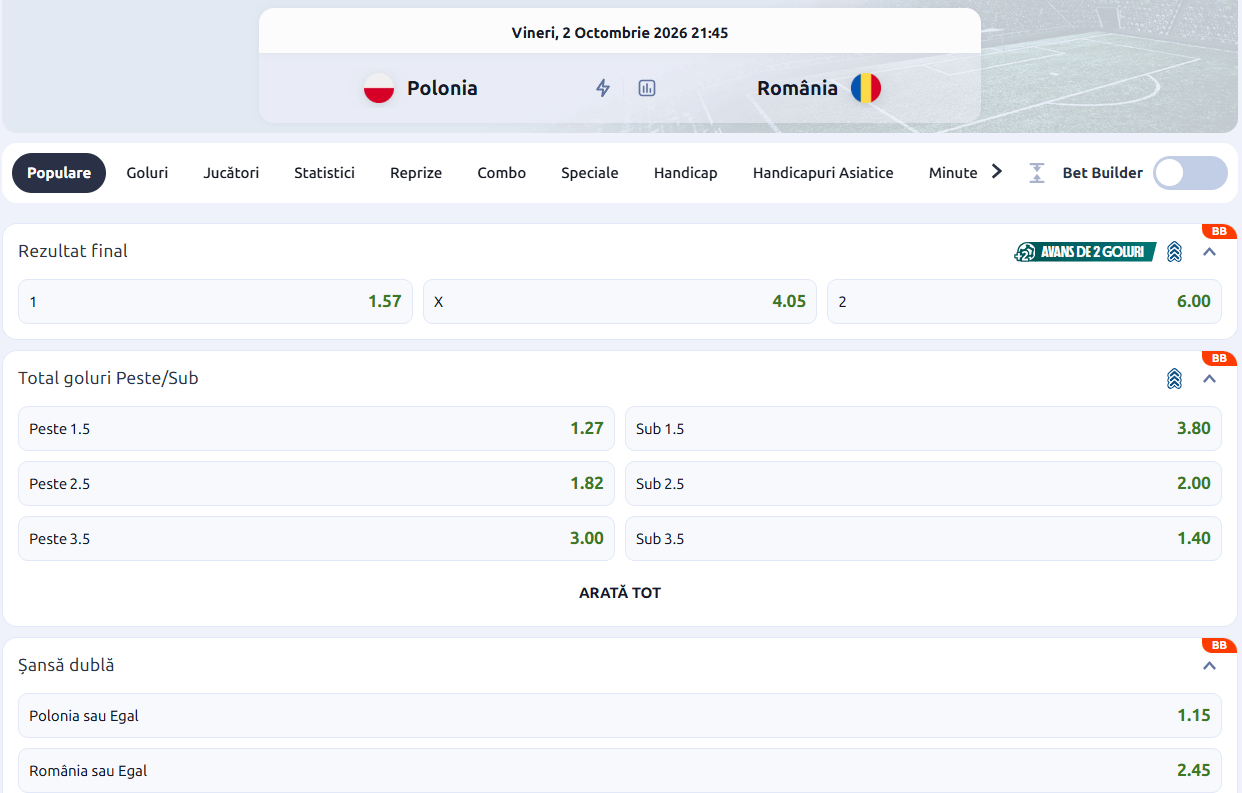 cote pariuri Polonia Romania Liga Natiunilor