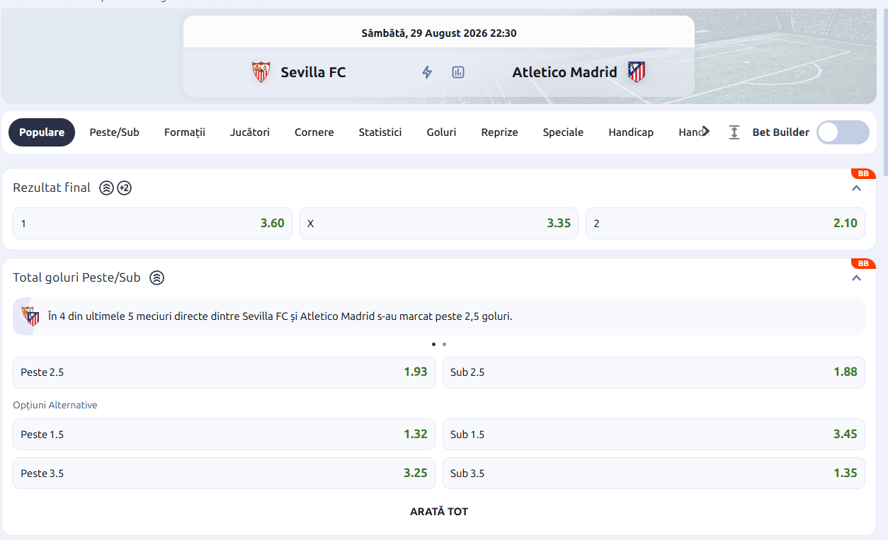 cote pariuri Sevilla FC Atletico Madrid