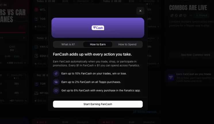 Earn up to 10% FanCash on your trades, win or lose, with Fanatics Markets