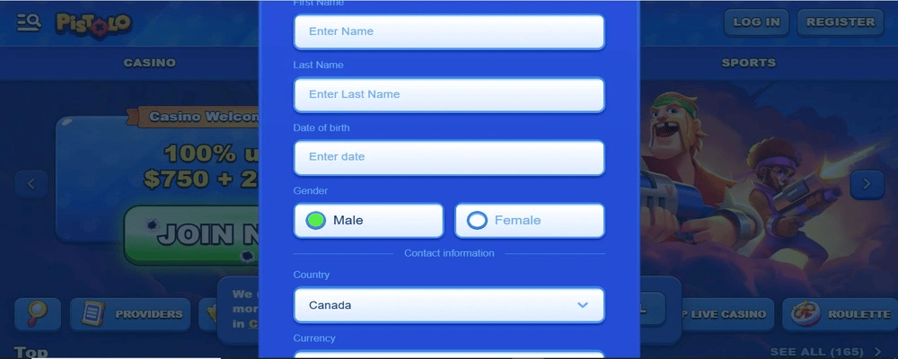 Pistolo Casino Sign Up