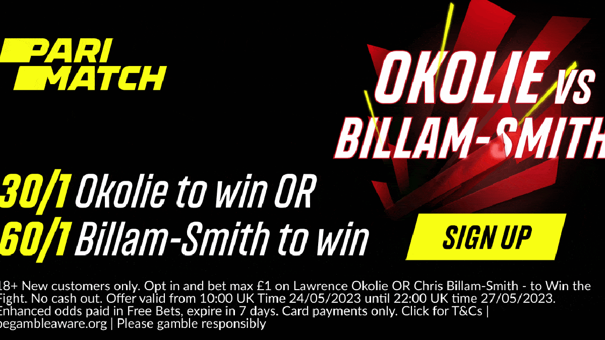 Okolie vs Billam-Smith Boxing Promo: Get 30/1 Odds on Okolie or 60/1 on Billam-Smith with Parimatch Okolie vs Billam-Smith Boxing Promo: Get 30/1 Odds on Okolie or 60/1 on Billam-Smith with Parimatch