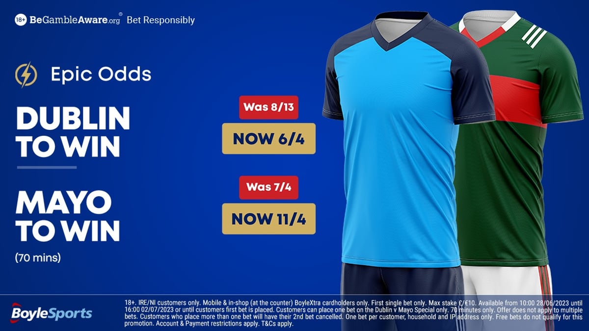 GAA Betting Offer: Bet €10 Get €50 in Free Bets + Enhanced Odds for Dublin vs Mayo GAA Betting Offer: Bet €10 Get €50 in Free Bets + Enhanced Odds for Dublin vs Mayo
