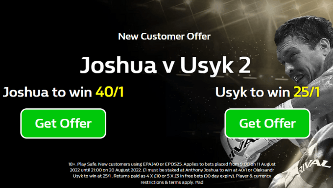Joshua vs Usyk Betting: Back AJ at 40/1 or Usyk at 25/1 With William Hill Joshua vs Usyk Betting: Back AJ at 40/1 or Usyk at 25/1 With William Hill