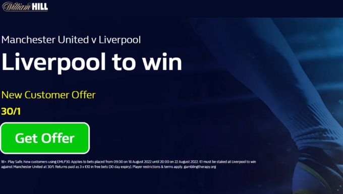 Manchester United vs Liverpool Odds: William Hill Offering 30/1 On Klopp’s Men To Win Manchester United vs Liverpool Odds: William Hill Offering 30/1 On Klopp’s Men To Win