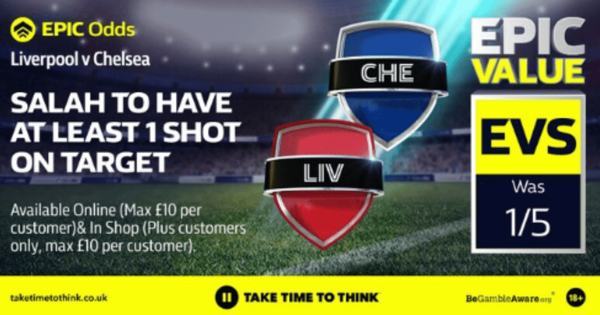 Liverpool vs Chelsea Odds: Mo Salah to Have Shot on Target - Was 1/5 - Now Evens With William Hill Liverpool vs Chelsea Odds: Mo Salah to Have Shot on Target - Was 1/5 - Now Evens With William Hill