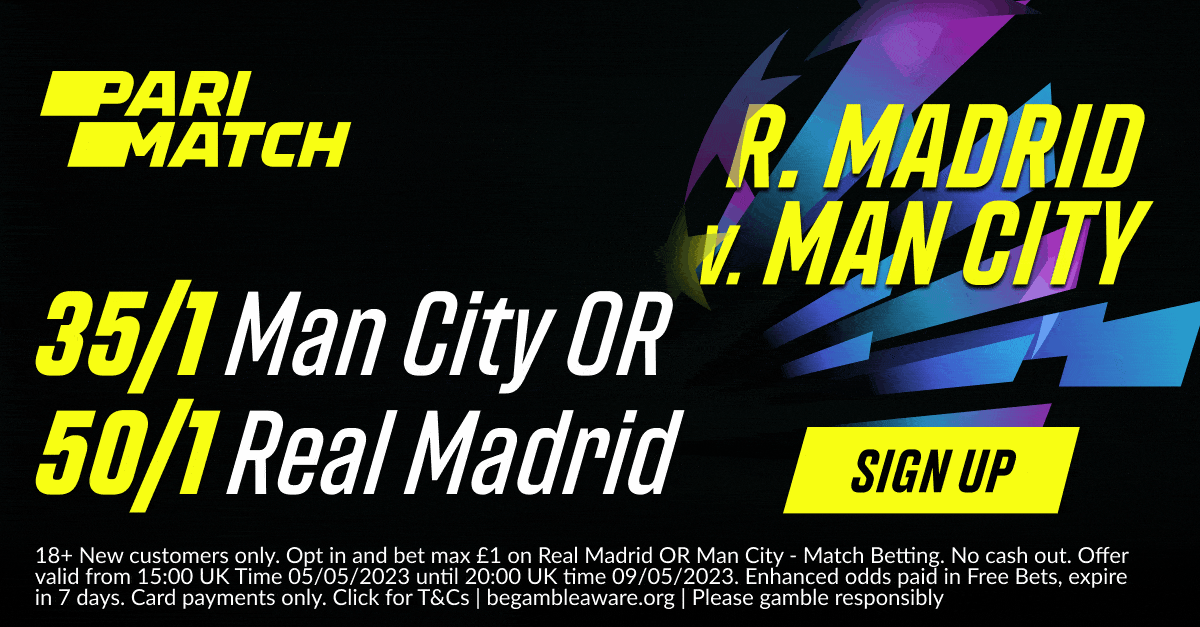 Real Madrid vs Man City Odds - Back Real Madrid at 50/1 or Manchester City at 35/1 with Parimatch Real Madrid vs Man City Odds - Back Real Madrid at 50/1 or Manchester City at 35/1 with Parimatch