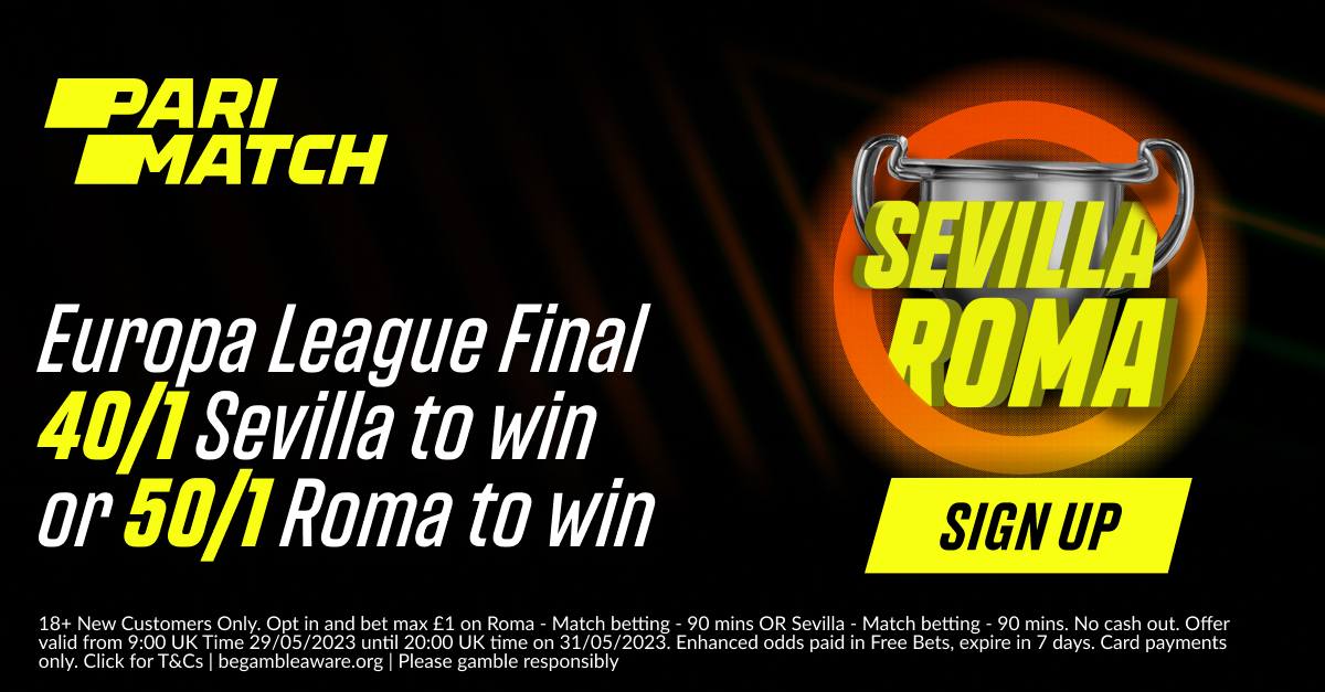Sevilla vs Roma Betting Promo: Back Sevilla at 40/1 or Roma at 50/1 Odds to Win with Parimatch Sevilla vs Roma Betting Promo: Back Sevilla at 40/1 or Roma at 50/1 Odds to Win with Parimatch