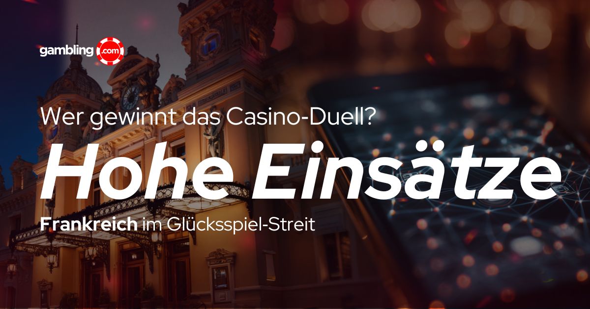 Frankreichs Casino-Streit eskaliert Ein Symbolbild, das den Konflikt zwischen landbasierten Spielbanken (Casinos de France) und Online-Anbietern (AFJEL) in Frankreich darstellt.