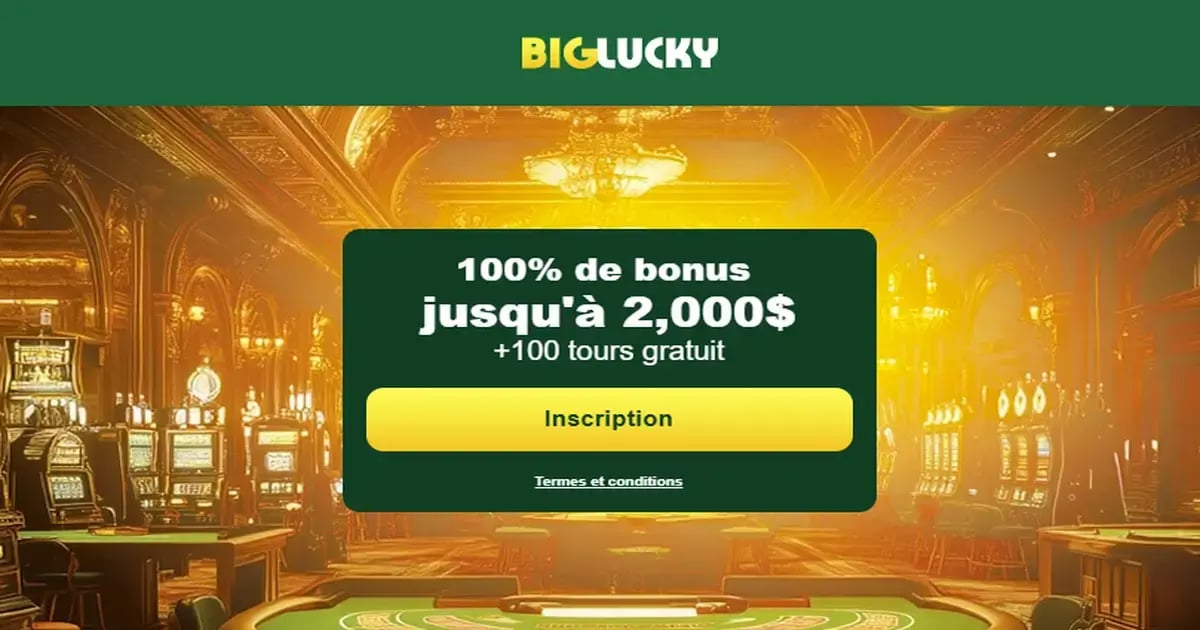 Exclusivité : Big Lucky Casino offre jusqu'à 2 000 C$ + 100 tours gratuits Exclusivité : Big Lucky Casino offre jusqu'à 2 000 C$ + 100 tours gratuits