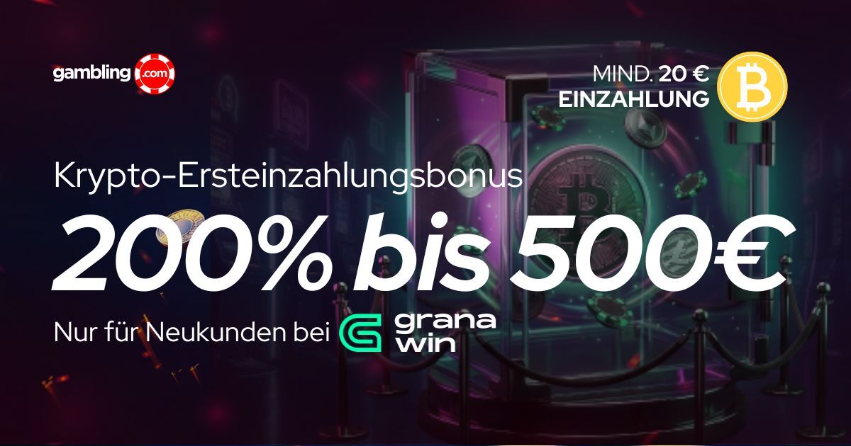 Granawin Casino: 200 % Krypto-Bonus bis zu 500 € für neue Spieler Granawin Casino: 200 % Krypto-Bonus bis zu 500 € für neue Spieler