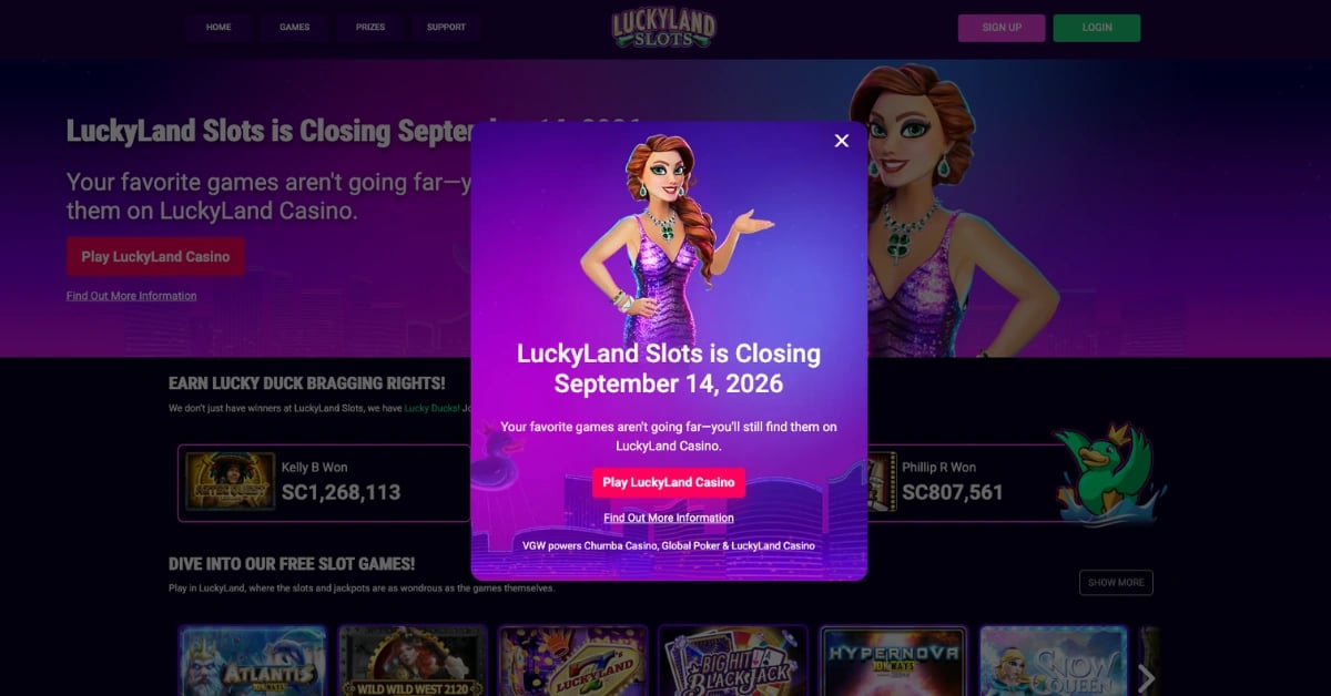 VGW To Shut Down LuckyLand Slots On September 14 VGW To Shut Down LuckyLand Slots On September 14