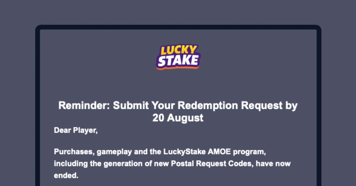 LuckyStake Sweepstakes Casino Shuts Down, Sets August 20 Redemption Deadline LuckyStake Sweepstakes Casino Shuts Down, Sets August 20 Redemption Deadline