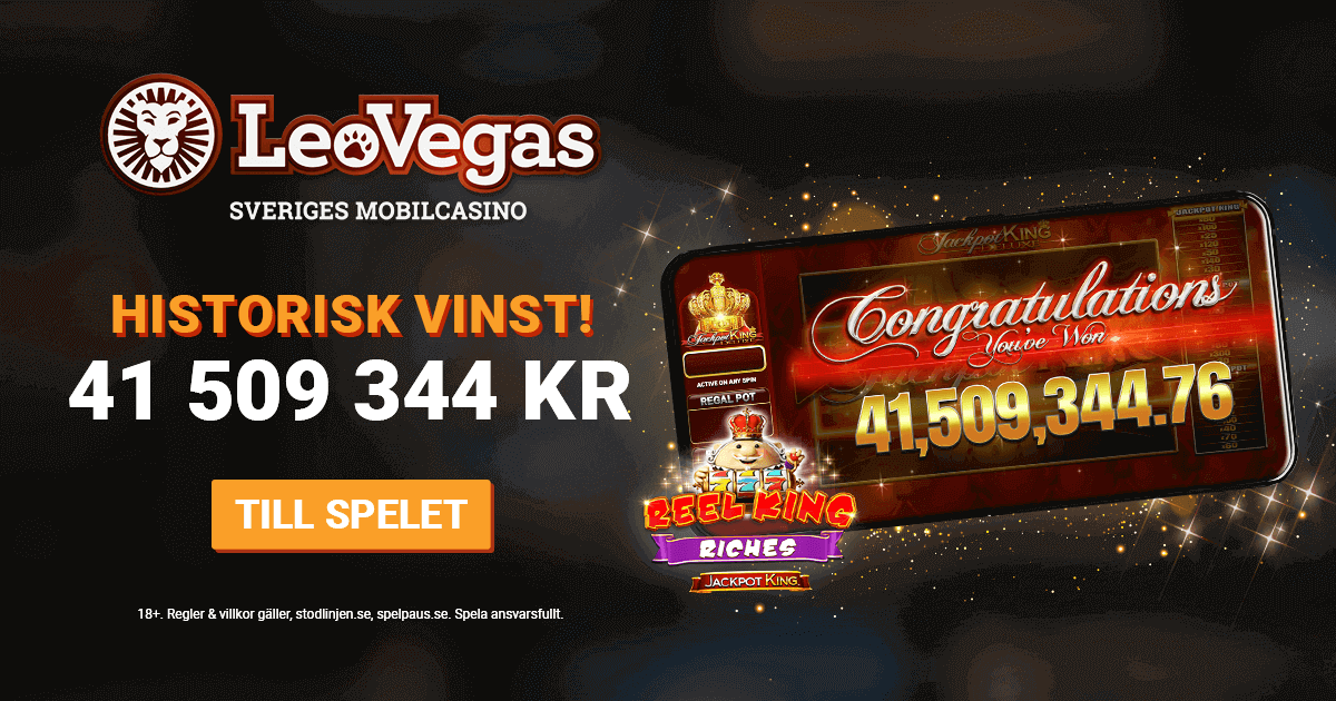 🎰 Svensk Vinner 41,5 Miljoner – Reel King Slot Levererar Jackpot hos LeoVegas! 🎰 Svensk Vinner 41,5 Miljoner – Reel King Slot Levererar Jackpot hos LeoVegas!