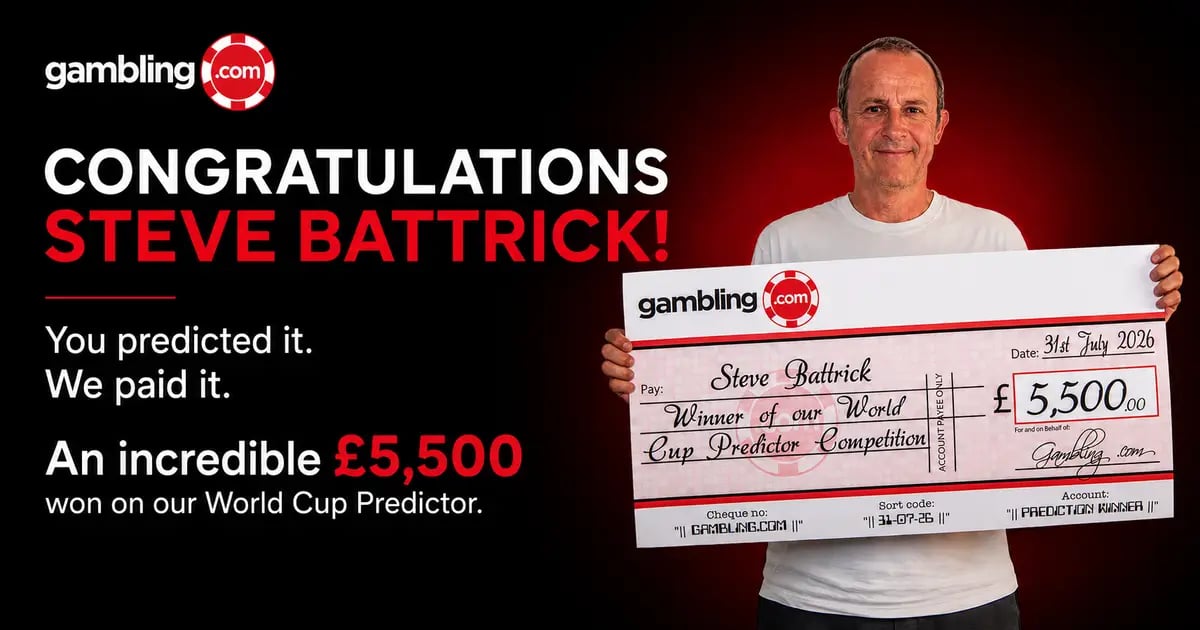 Steve Battrick Crowned Gambling.com World Cup Predictor Champion Steve Battrick Crowned Gambling.com World Cup Predictor Champion