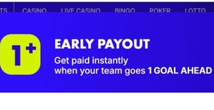 Early payout promotion banner from BoyleSports offering instant payment when your team goes 1 goal ahead