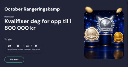 Lucky Wins kjører October Rangeringskamp – kvalifiser deg til opptil 1,8 millioner kroner