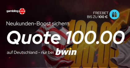 WM Neukunden-Boost sichern: Quote 100.00 auf Deutschland bei bwin