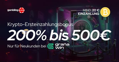 Granawin Casino: 200 % Krypto-Bonus bis zu 500 € für neue Spieler
