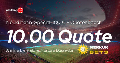 Merkur Bets: Exklusiver Superquotenboost für Bielefeld vs. Düsseldorf &amp; 100 € Bonus