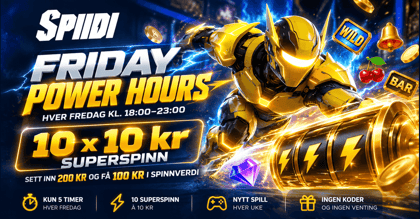 Spiidi Casino setter fart på fredagen med 100 kr i superspinn