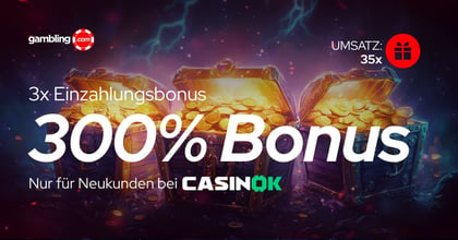 CasinOK: 300 % Bonus bis zu 6.000 €