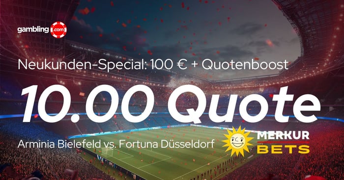 Merkur Bets: Exklusiver Superquotenboost für Bielefeld vs. Düsseldorf & 100 € Bonus