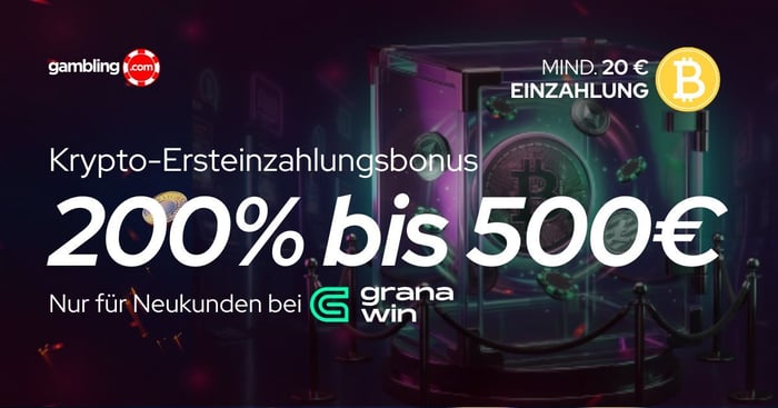 Granawin Casino: 200 % Krypto-Bonus bis zu 500 € für neue Spieler