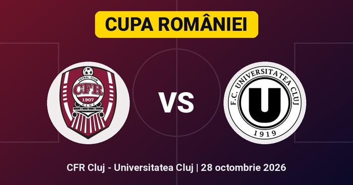Pariuri CFR Cluj - Universitatea Cluj, ponturi Cupa României 28 octombrie 2026
