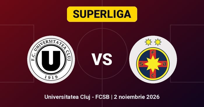 Pariuri Universitatea Cluj - FCSB, ponturi SuperLiga 2 noiembrie 2026