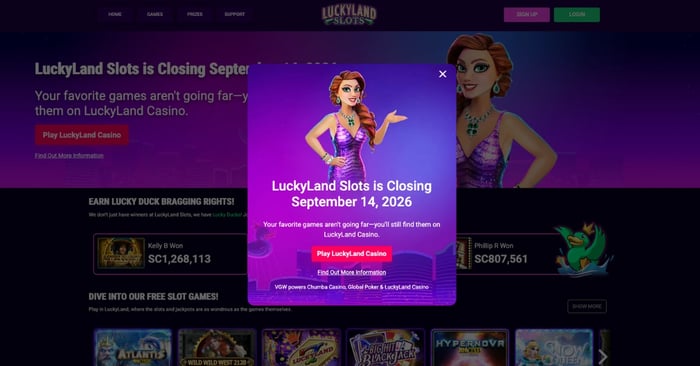 VGW To Shut Down LuckyLand Slots On September 14
