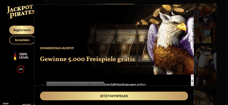Jackpot Piraten - 5.000 Freispiele Jackpot