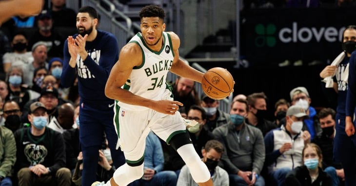 Milwaukee Bucks forward Giannis Antetokounmpo (34) during a game against the Indiana Pacers at Fiserv Forum.