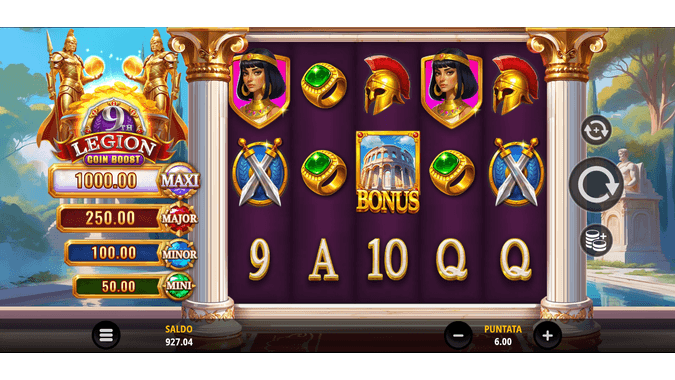 Screenshot della slot 9th Legion Coin Boost, esclusiva AdmiralBet