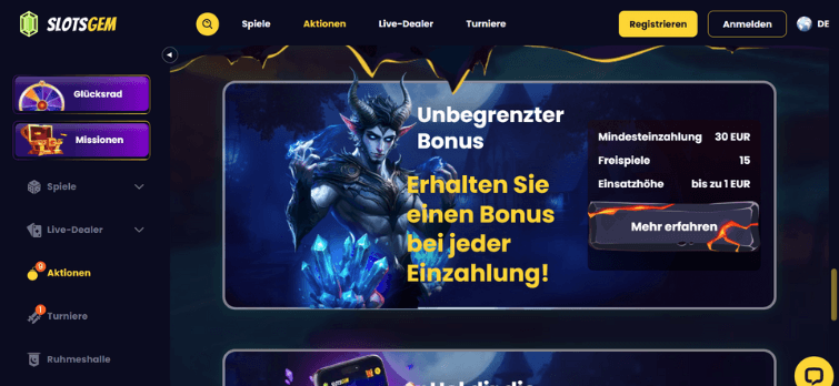 SlotsGem Casino Review: Ein Blick auf das Online Casino für deutsche Spieler