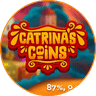 Catrinas Coins slot game logo with decorative typography and percentage display showing 87%